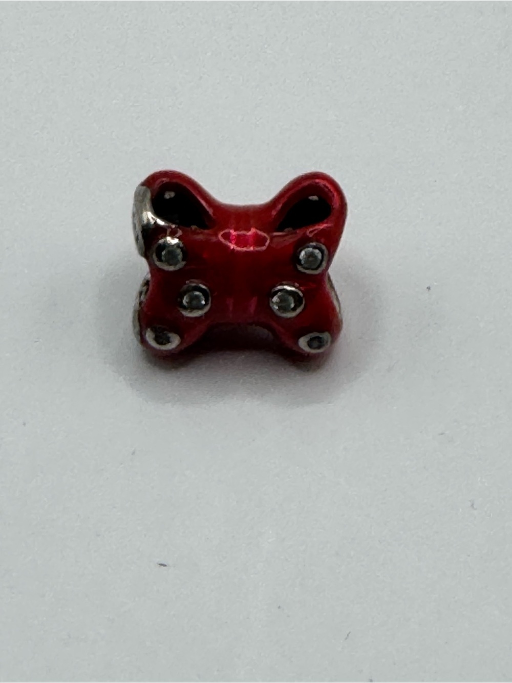 Chamilia Sterling Silver Red Enamel Bow Charm 925 Retired